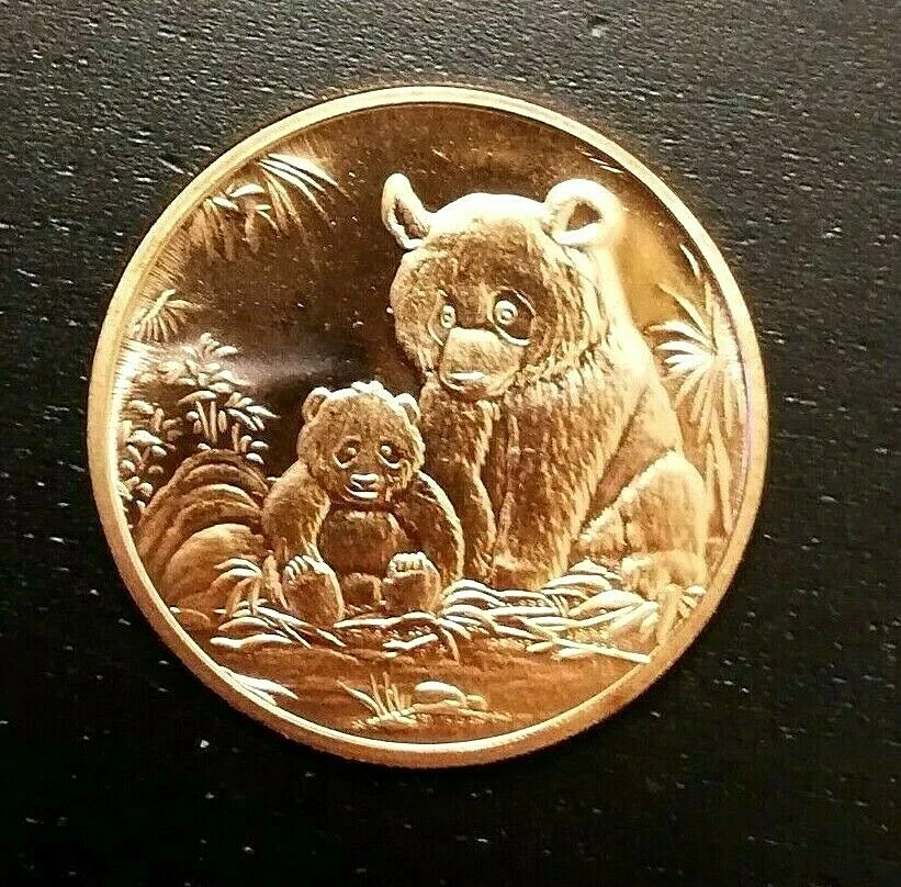 Moneda Cobre Oso Panda Y Osezno 1 Oz Copper Pure Puro 999 Año 2012