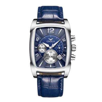 Luxus Herren Leder Uhr Wasserdicht Leuchtend Datum Chronograph Quarz Armbanduhr