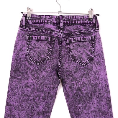 Lovesick Junior Girls Purple Acid Wash Skinny Jeans Denim Pants