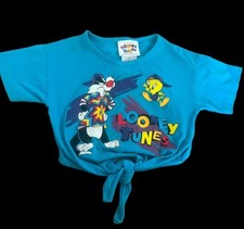 Vintage 90s Looney Tunes T-Shirt Kids Size 6x Tweety Bird Cat 1993 Girls Tie