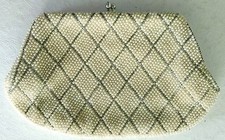 Vintage Beaded Clutch Evening Purse with Diamond Pattern, Made in Japan
