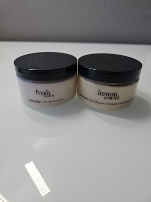 Philosophy Fresh Cream 4oz & Lemon Custard 4oz Glazed Body Souffle Brand New
