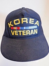 VINTAGE KOREA VETERAN PATCH U.S MILITARY BLACK SNAPBACK HAT CAP MADE IN THE USA