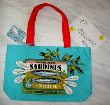 New Trader Joe's Recycled Sardines Bag Reusable Shopping Grocery 100% Cotton