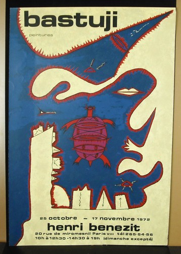 Affiche 1972 exposition Kemal BASTUJI (1923-1996) galerie Henri Benezit 64 cm