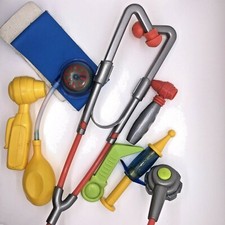 Fisher Price Doctor Bag Medical Kit 6 Pieces Mattel Stethoscope Cuff Nurse