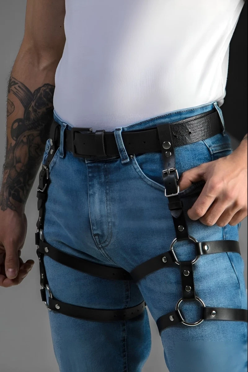 Men's Leather Leg Harness - Thigh Harness - Plus Size Options - Pants  Harness