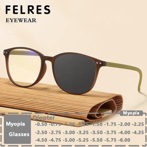 Unisex Oval Photochrome Kurzsichtbrille Mode Vollrahmen Kurzsichtigkeit Brille