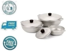 New Cast Aluminum Caldero Cauldron Dutch Oven Cookware Soup Pot 3pc Set with Lid