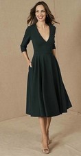 BHLDN Anthropologie Valdis Emerald Green Midi Dress Holiday Size 4