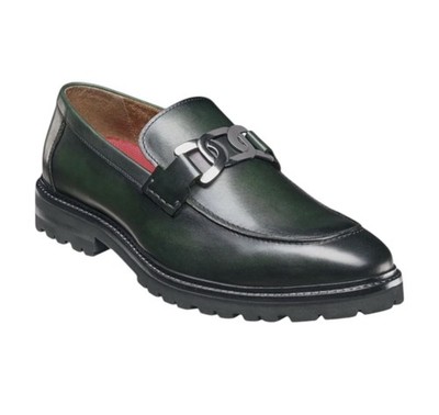 Stacy Adams Men's Hale Moc Toe Bit Slip On Green Loafer 25678-300