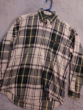 Polo Ralph Lauren Shirt Men Small Oxford Tartan Plaid Oversized Golf Shield Logo