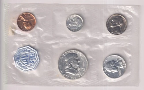 1960 P UNITED STATES PHILLY MINT COIN SET 90% SILVER .10¢ .25¢ .50 FRANKLIN USA