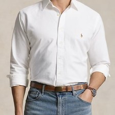 Polo Ralph Lauren The Iconic Oxford Shirt White Mens Size Large Flesh Pony Logo