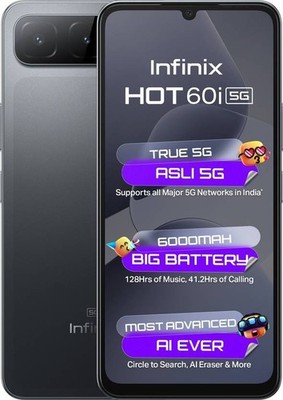 Infinix HOT 60i 5G ( Black, 128GB 4GB) Dimensity 6400 Processor Global Version.