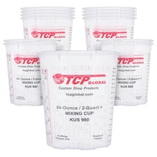 64-Ounce (2 Quart) Paint & Epoxy Mixing Cup Calibrated Ratios - Pack of 12 Cups