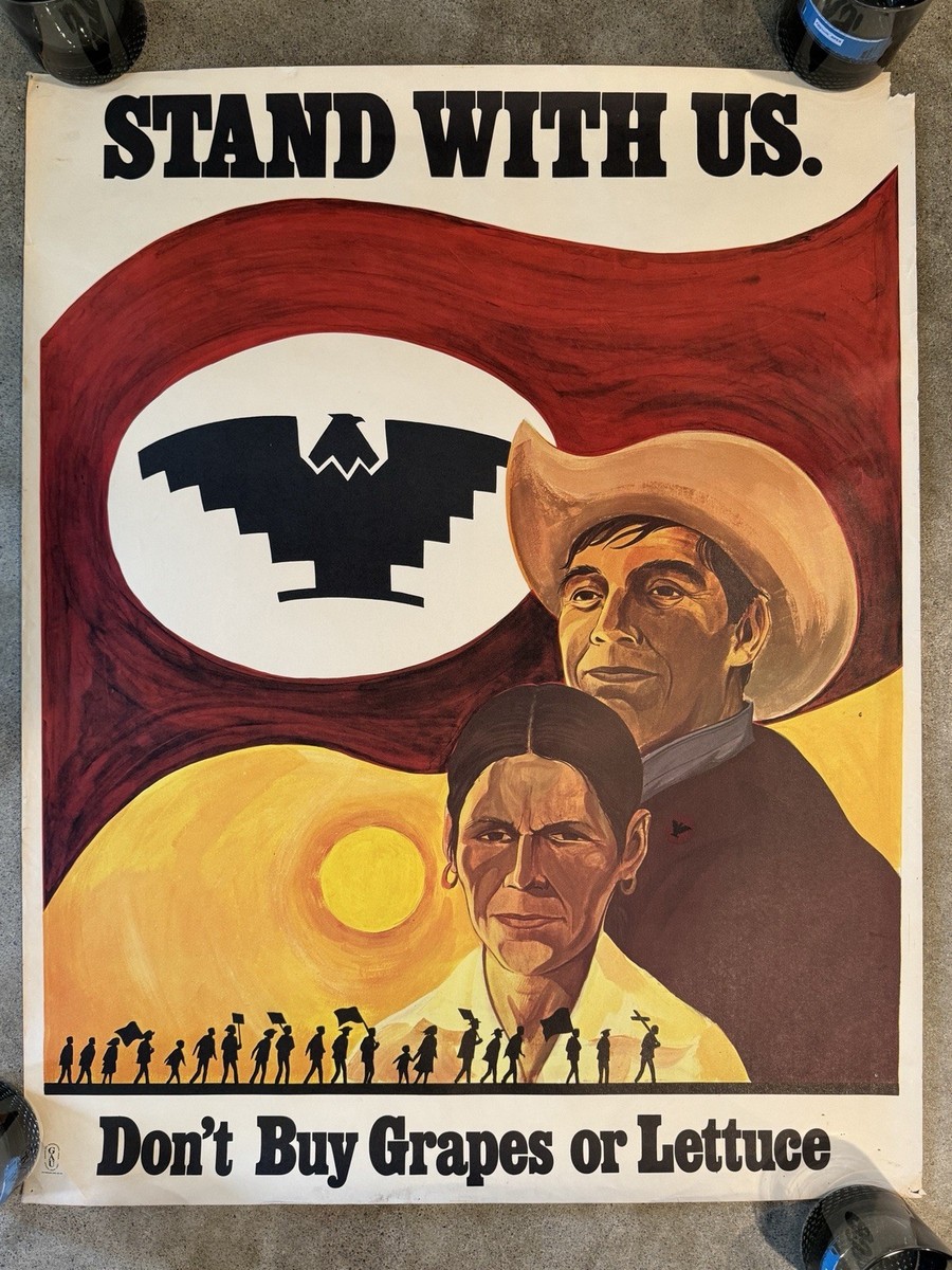 VTG UFW POSTER BY ANDY ZERMENO CESAR CHAVEZ DOLORES HUERTA RARE