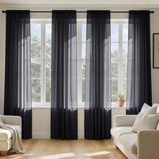 Black Sheer Curtains 84 Inches Long 4 Panels 42 x 84 Inches