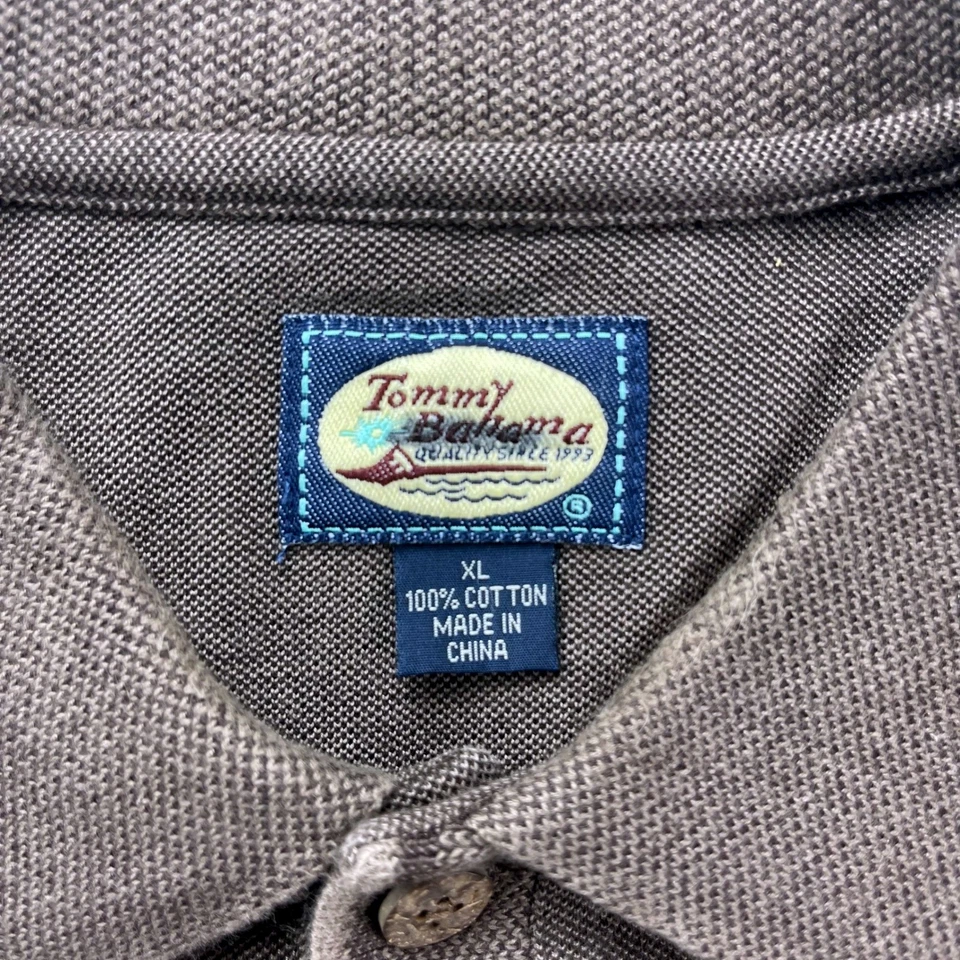 Tommy Bahama Men's XL Brown 100% Cotton Polo Shirt Embroidered Palm Tree - Image 4 of 4