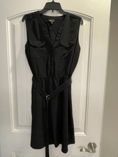 MOSSIMO target button down sleeveless belted shirt Dress Summer Black large