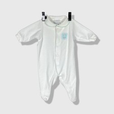 Carter's Footed Sleeper Baby 0-3 Months White Bear Terry Cloth Vintage Pajamas