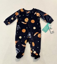 Carters Newborn Baby Boy Fleece Footed Pajamas Cute Space Galaxy Cozy Pjs New