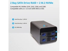 USB 3.2 (10Gbps) Type-C 2 Bay 2.5 Inch and 3.5 Inch SATA Hard Drive + 2 Bay M.2