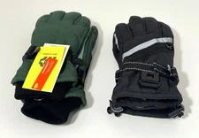 2pk All In Motion Kids Snow Gloves Waterproof Black, Green Winter Accesories 4-7