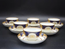 5 MOTTAHEDEH "GOLDEN BUTTERFLY" CUPS & SAUCERS NELSON ROCKEFELLER COLLECTION