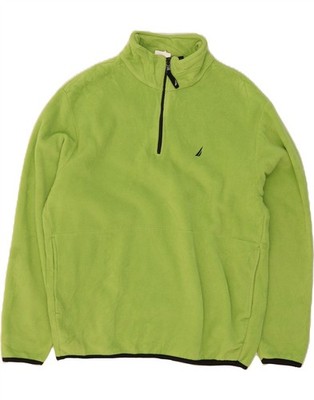 NAUTICA Mens Zip Neck Fleece Jumper Medium Green Polyester AB08