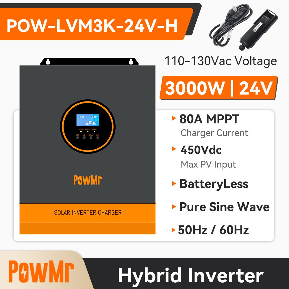 3KW 24V Solar Hybrid Inverter Off-Grid 120VAC 80A MPPT Charg