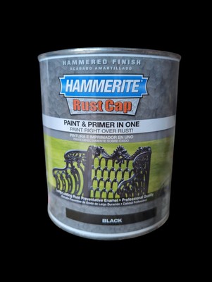 Hammerite Rust Cap Hammered Finish BLACK 32 oz/1 quart qt Preventative Coating 