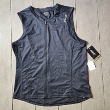 2XU Active Multisport Tri Singlet Triathlon Top Mens XXL Black Compression Zip