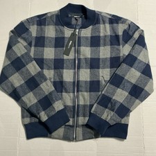 NovaMen Mens Navy Plaid Bomber Jacket M NWT - product listing photo