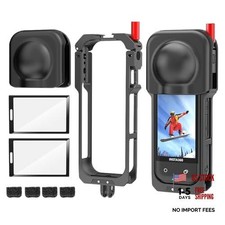 Insta 360 X5 Aluminum Metal Dual-Clamp Frame Cage with Silicone Lens Cap
