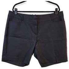 ELOQUII Chino Shorts Women's 20 Black Cotton Blend Classic Preppy Summer Party