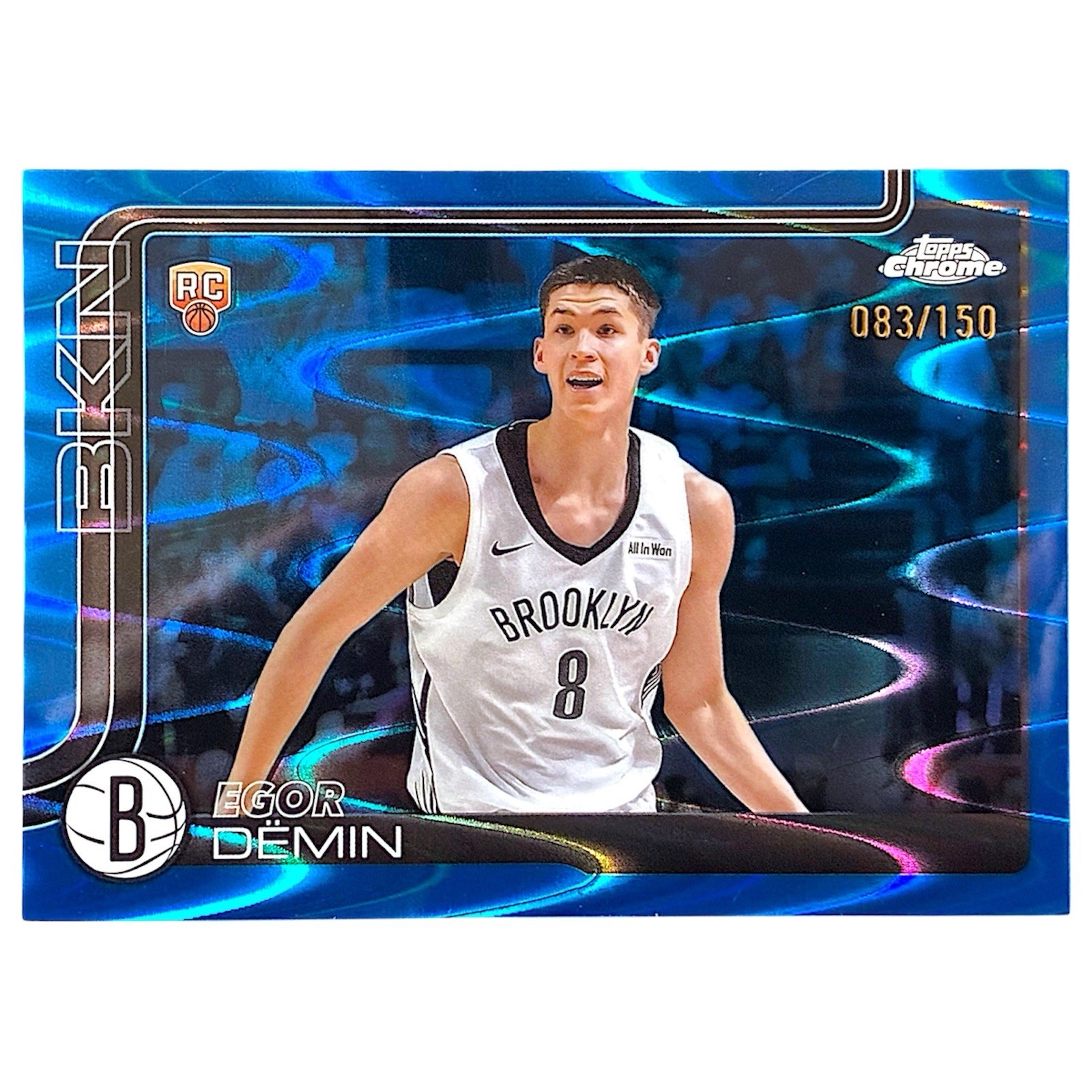 2025/26 Topps Chrome Blue Wave /150 Egor Demin #258 Brooklyn Nets Basketball 🏀