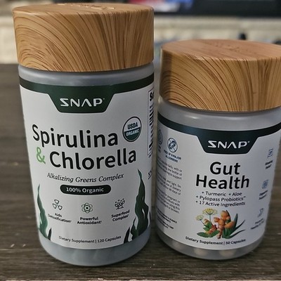 SNAP Spirulina Chlorella Turmeric Aloe Zinc Organic Digestive Detox Capsules