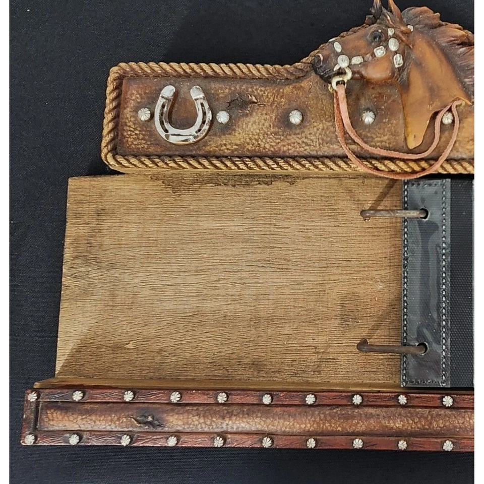 Vintage Western Horse Head Horseshoe Rope Decor Photo Album Page Holder - Image 3 of 4
