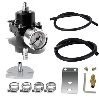#ad #ad New Adjustable Fuel Pressure Regulator w Gauge amp; Fitting Kit Aluminum Universal $18.99