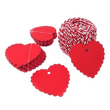 Honbay 100PCS Love Heart Kraft Paper Gift Tags Blank Hanging Tags with String