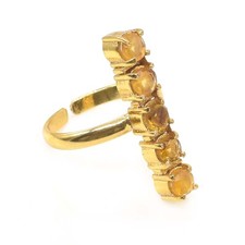 Yellow Citrine Gemstone Ring Stylish Gold Plated Jewelry Adjustable Ring W418
