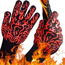 UBeesize Lengthen BBQ Gloves (Phoenix), 1472°F Heat Resistant Grill Glove,