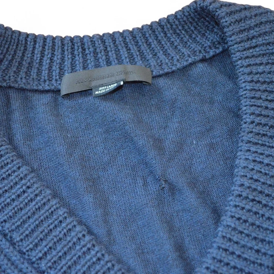 Alexander Wang main line navy wool vneck heavy panel ribbed sweater size large - Image 4 of 4