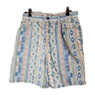 Vintage  Vivaldi Jeanswear Denim  Multicolor Striped Shorts  12 Women's Hi-rise 