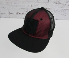 Air Jordan Jumpman Patch Netted Snapback Trucker Hat Cap - Black  Red OS