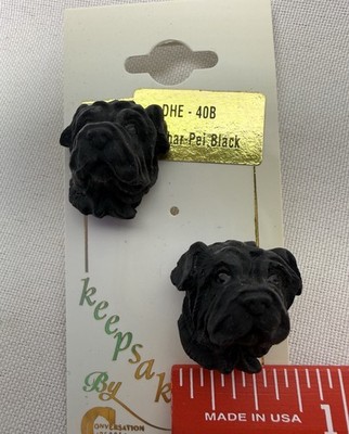 Conversation Concepts Black Shar-Pei Dog Head Stud Earrings - DHE 40B - 1995