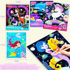 Scratch Art for Kids, Mermaids Black Rainbow Scratch Paper Set-Arts And Craft...
