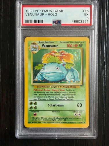 1999 Pokemon Base Set Venusaur Holo #15 PSA 5 EX WOTC Original Vintage Card