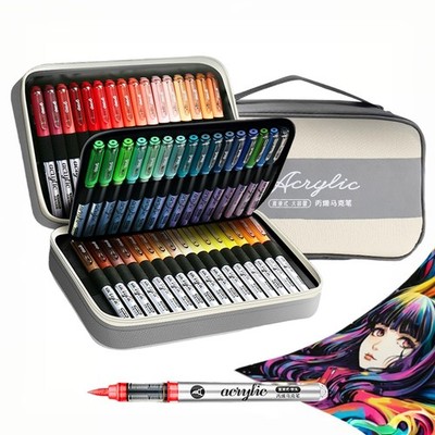 120 Color Acrylic Paint Markers, Brush Tip Acrylic Paint Pens With Visual Ink...